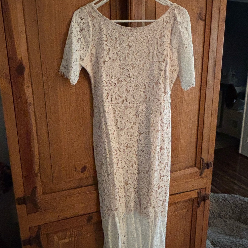 Just Me White Lace Midi Dress